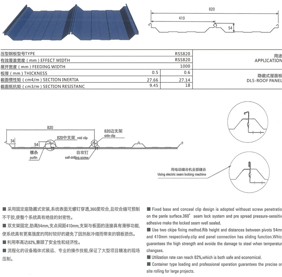 820型彩鋼壓型板